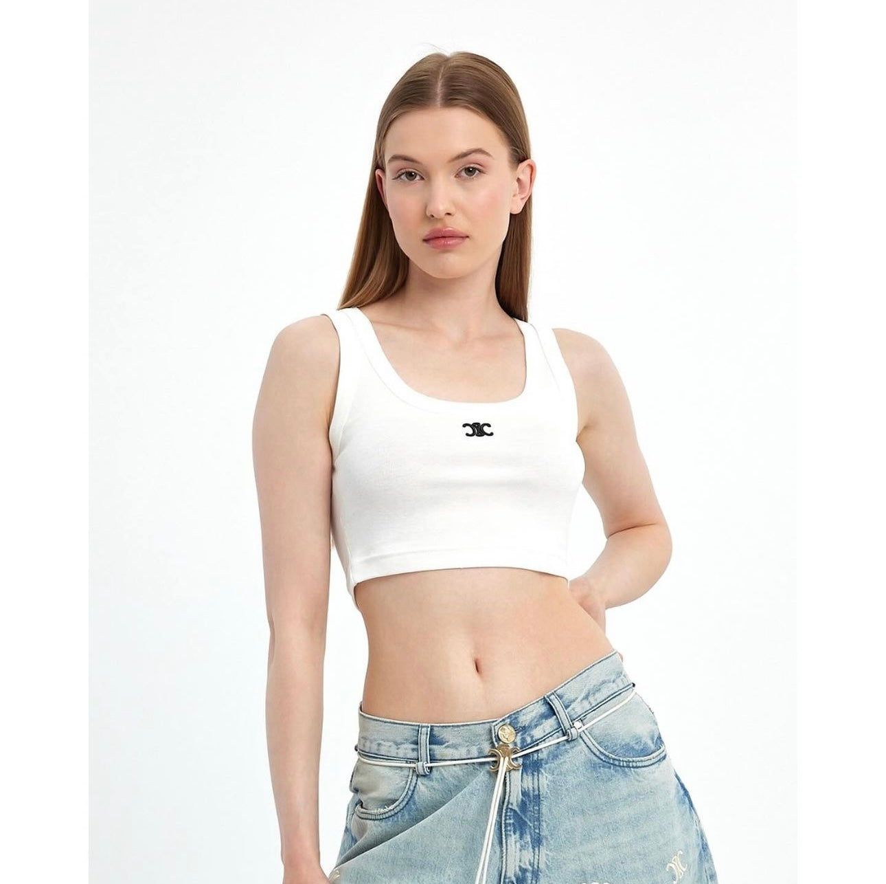 C White crop top