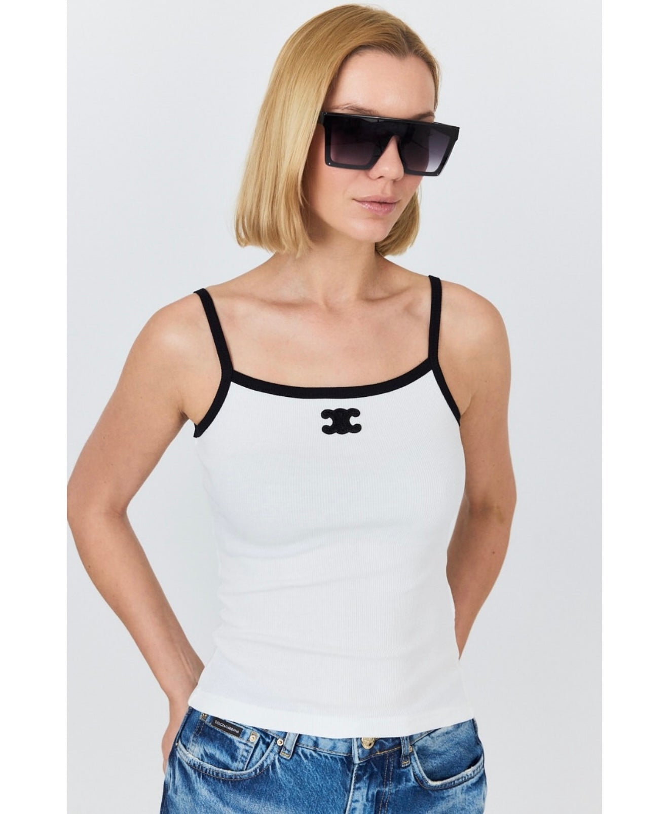 White and black tank top
