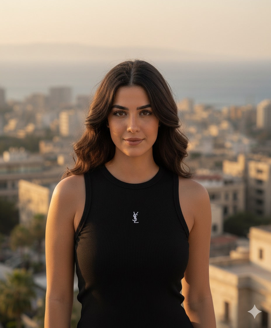 Y black tank top