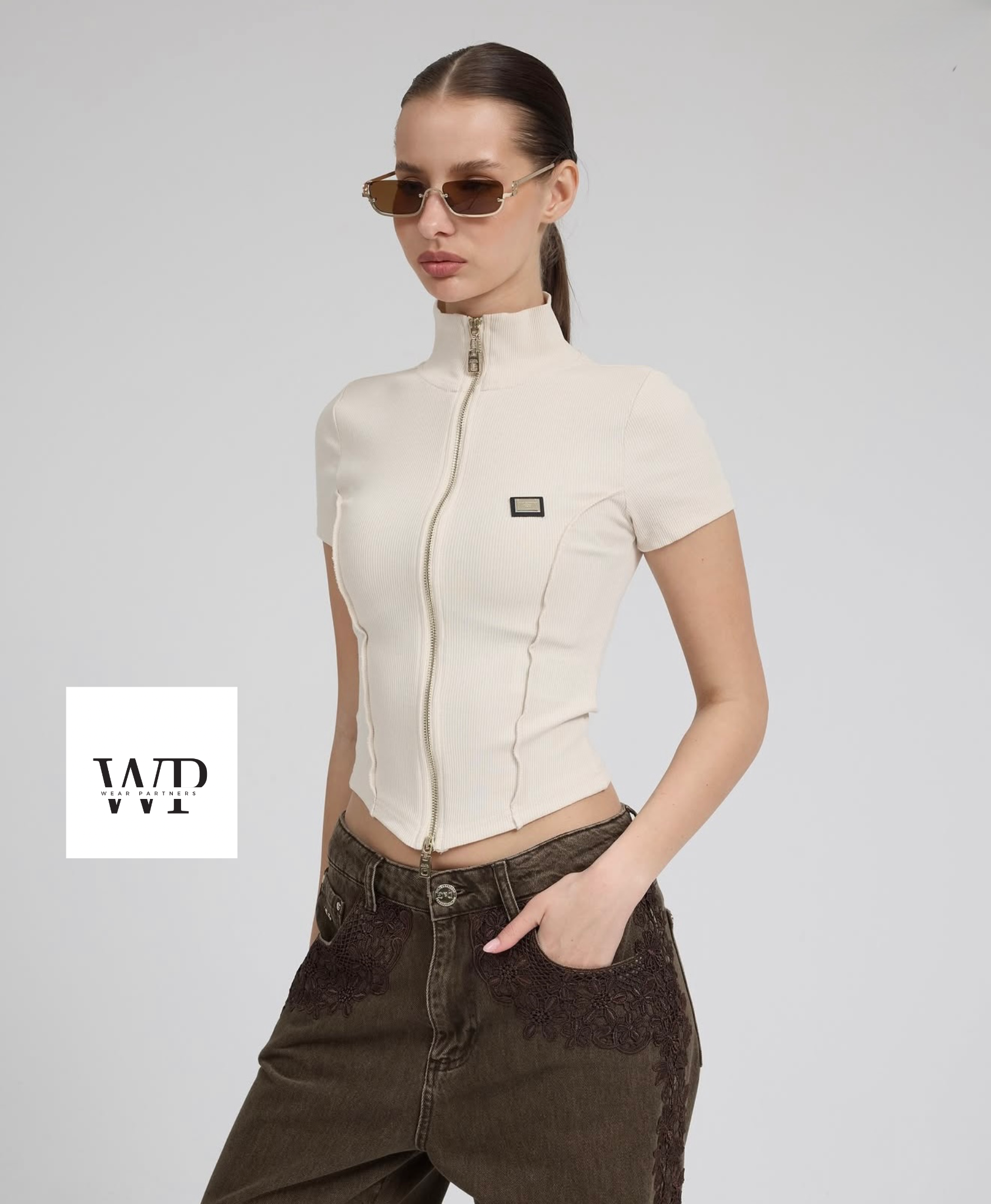 Beige slim fit shirt