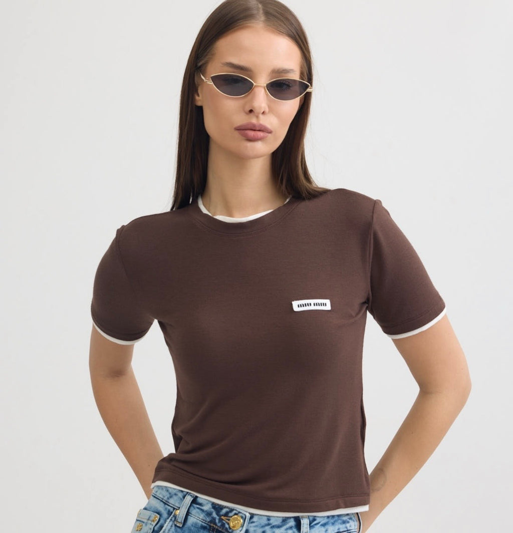MM brown double shirt