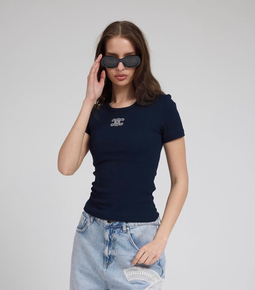 C navy blue slim fit shirt
